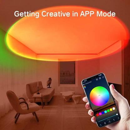 Multicolor Sunset Projector Lamp With Remote & APP Control - 16 Colors & 16 Dynamic Modes, Dimmable LED Night Light For Bedroom, Party, Photography Decor,Romantic Dates & Gifts