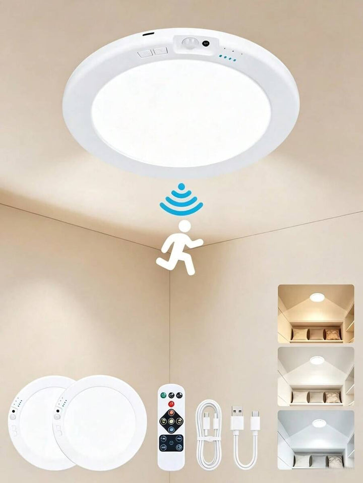 Rechargeable Motion-Sensor Ceiling Light with Remote